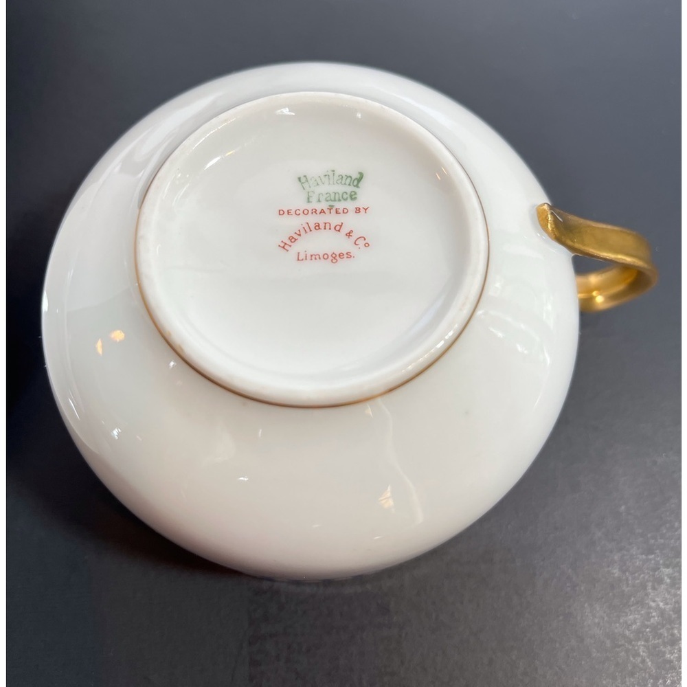 Haviland & Co. Limoges Luncheon Set White with Gold and Royal Blue Ivy Pattern - Picture 9 of 11